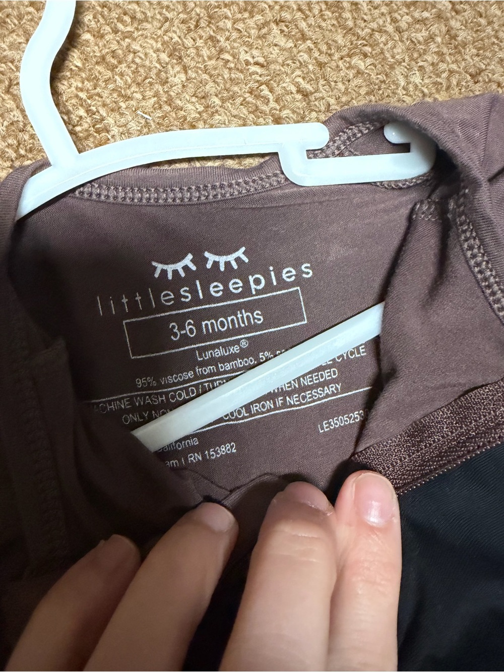 Black and Brown 3-6 month Little Sleepies worn once - Picture 2 of 4